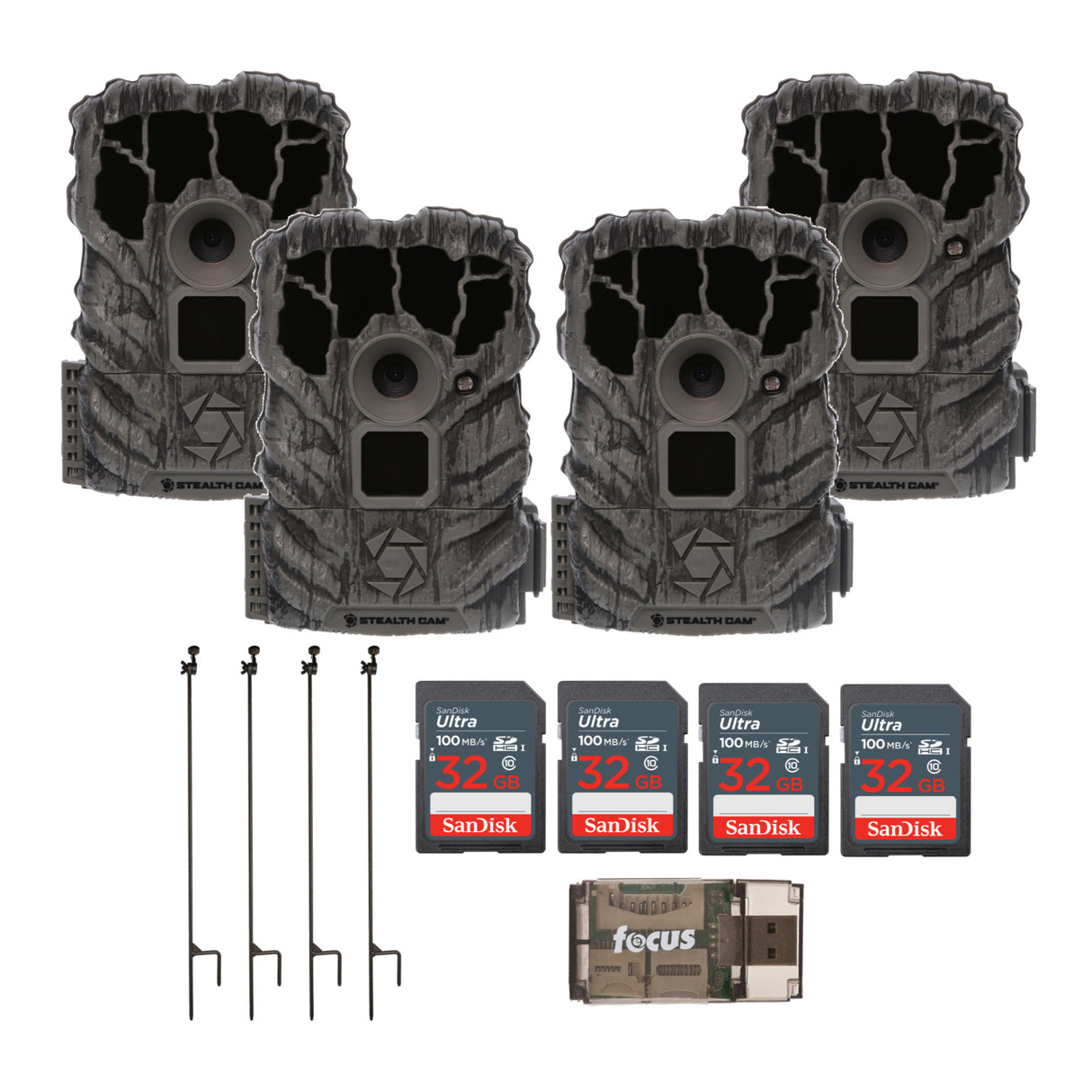 Stealth Cam Browtine 14MP Camera with Trail Camera Bundle (4-Pack)