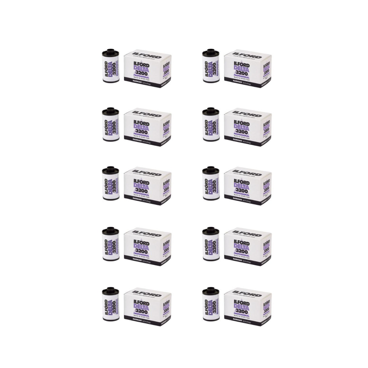 Ilford Delta 3200 Professional Black and White Print Film 35 mm, 36 Exposures (Pack of 10)