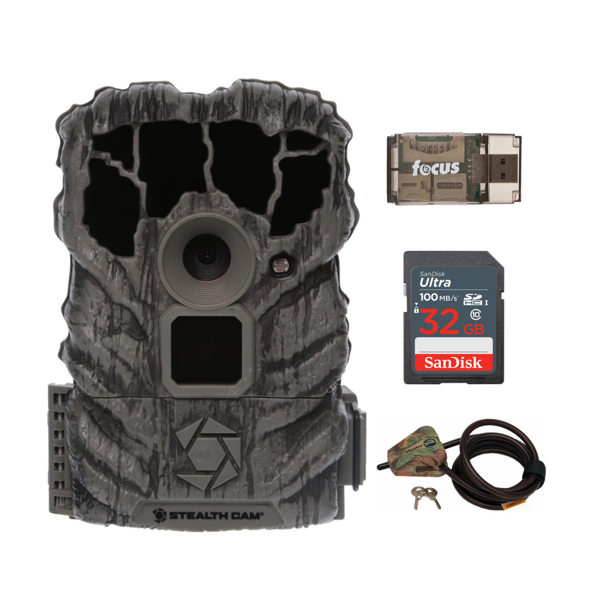 Stealth Cam Browtine 14MP Trail Camera with Video with Locking Cable Bundle