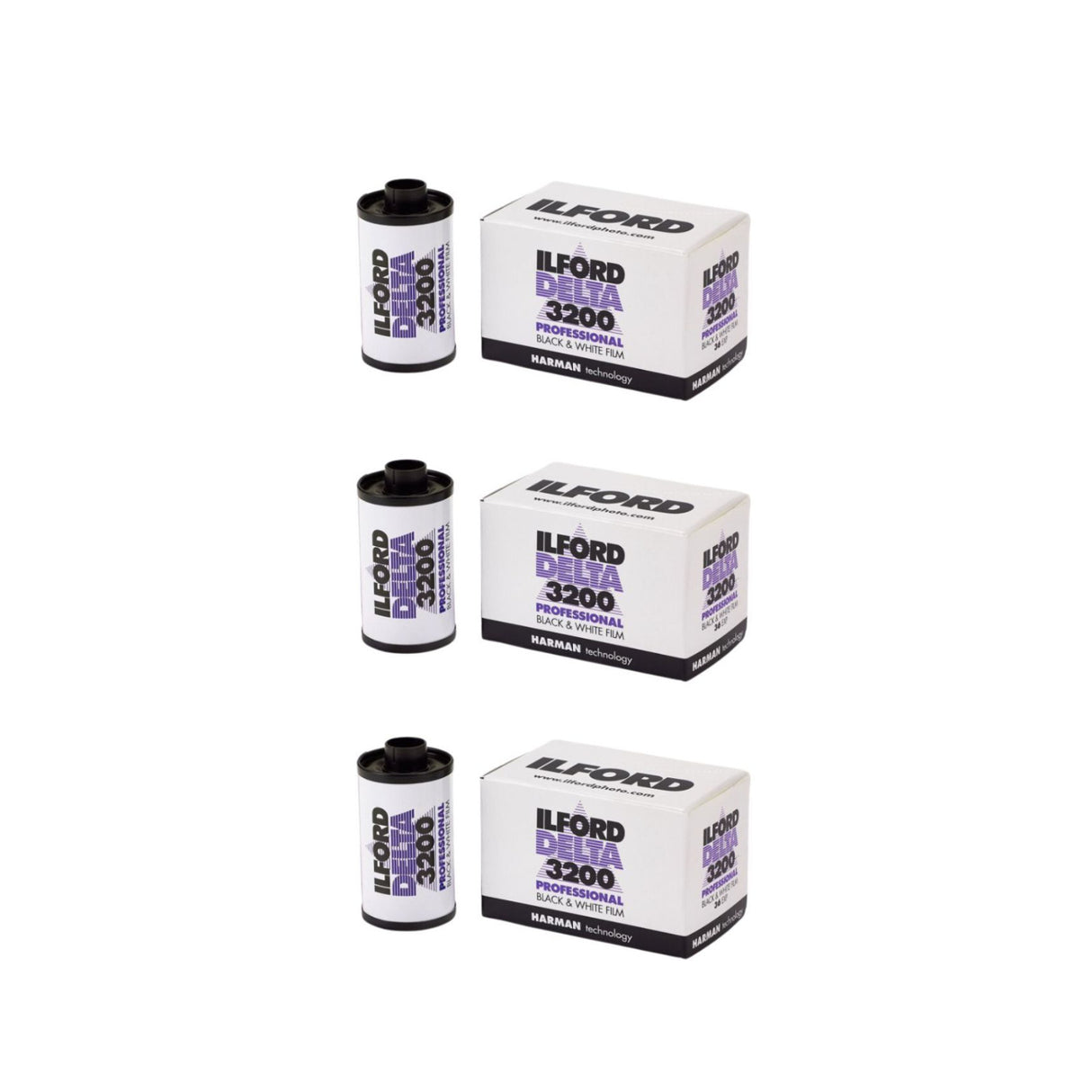 Ilford Delta 3200 Professional Black and White Print Film 35 mm, 36 Exposures (Pack of 3)