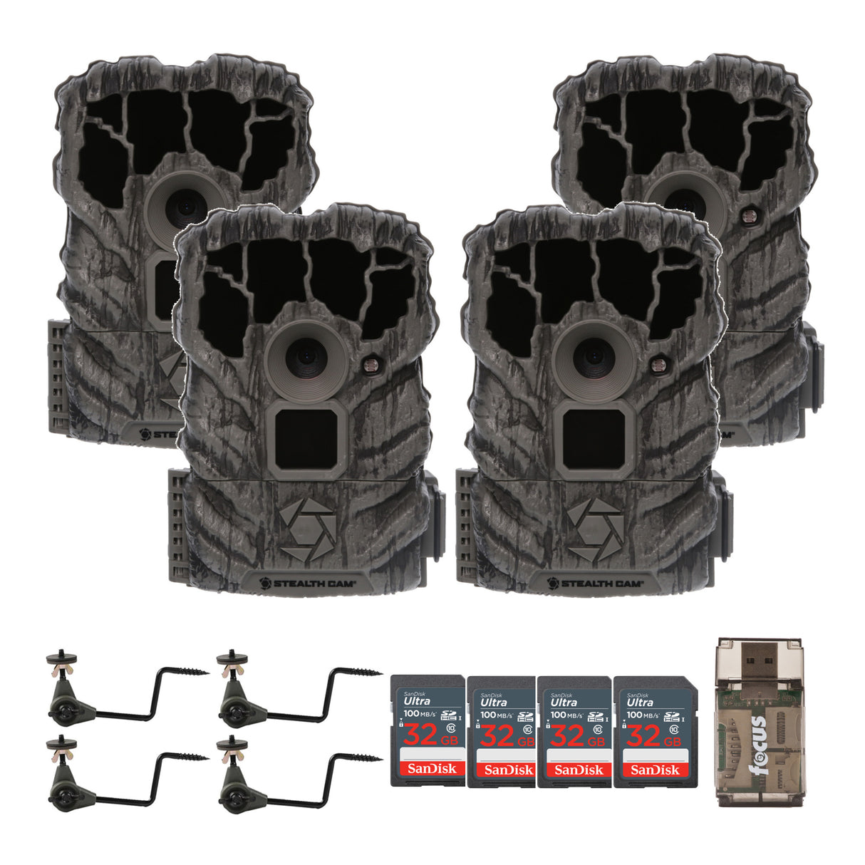 Stealth Cam Browtine 14MP Camera with Trail Camera Bundle (4-Pack)