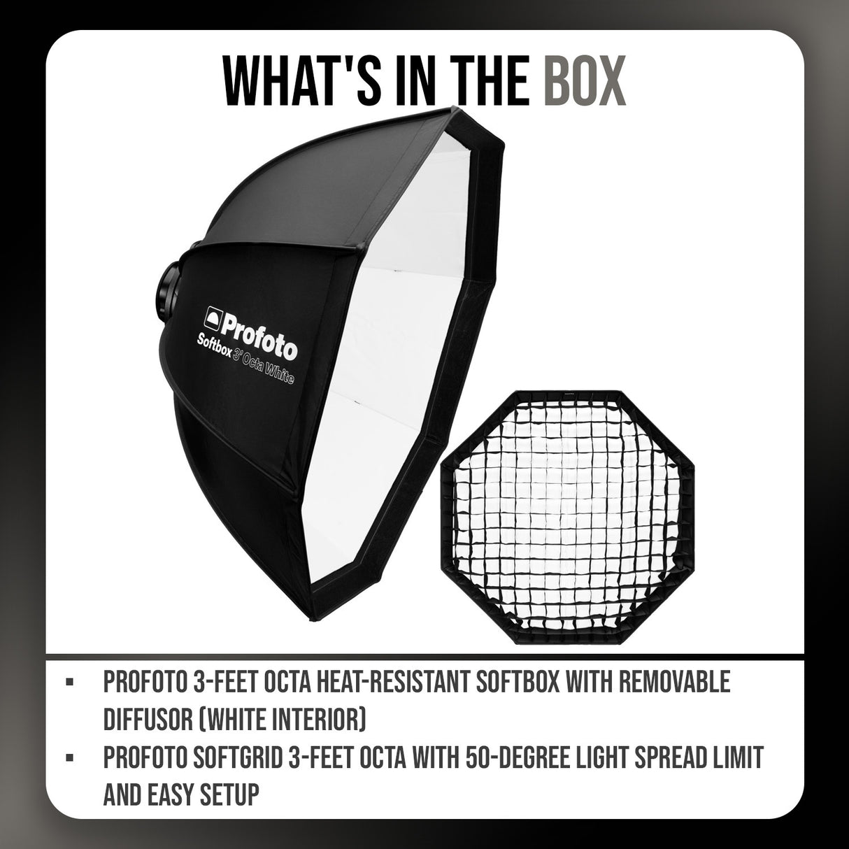 Profoto 3-Feet Octa Heat-Resistant Softbox (White Interior) and Softgrid 3-Feet Octa Bundle