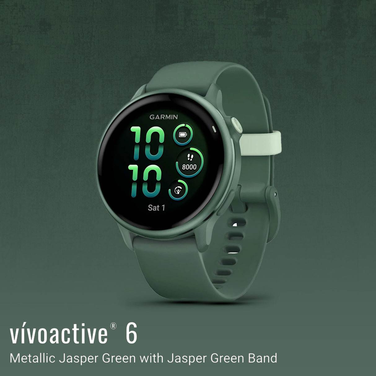 Garmin vivoactive 6 GPS Smartwatch (Metallic Jasper Green with Jasper Band) and Software Bundle