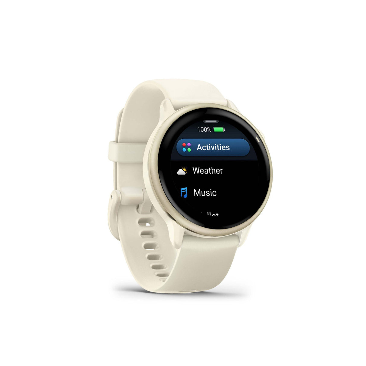 Garmin vivoactive 6 (Lunar Gold with Bone Band) Bundle with Portable Charger Stand and Car Charger