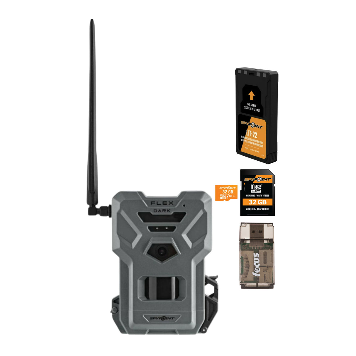 SPYPOINT FLEX DARK GPS Cellular Trail Camera 40MP 1080p Video No WiFi with Battery Pack 32GB Card.