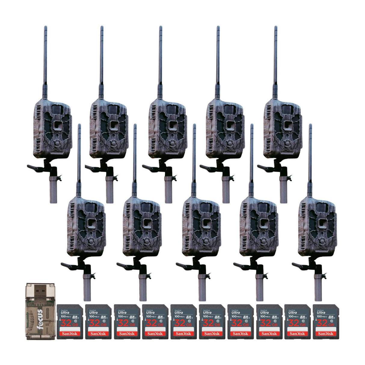 Stealth Cam DECEPTOR MAX 2.0 Trail Camera (Brown) with 32 GB Memory Card and Card Reader (10 Pack)