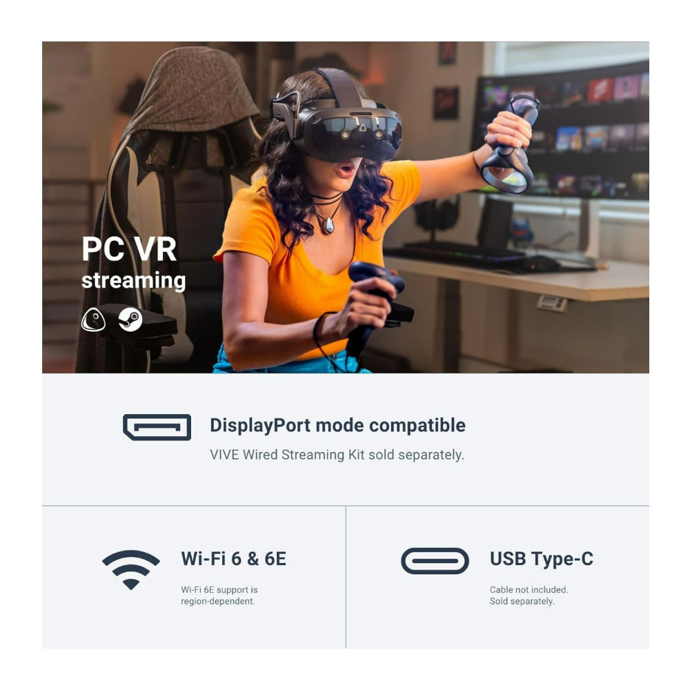 HTC VIVE Focus Vision Virtual Reality Headset with Controllers, 5K Resolutions and 12GB RAM (Black)