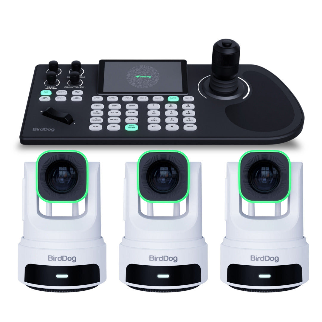 BirdDog X4 Ultra Ultimate Wireless Camera with NDI HX3 and AI Tracking (White) (3-Pack) Bundle