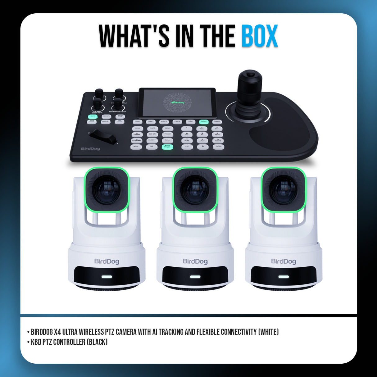 BirdDog X4 Ultra Ultimate Wireless Camera with NDI HX3 and AI Tracking (White) (3-Pack) Bundle