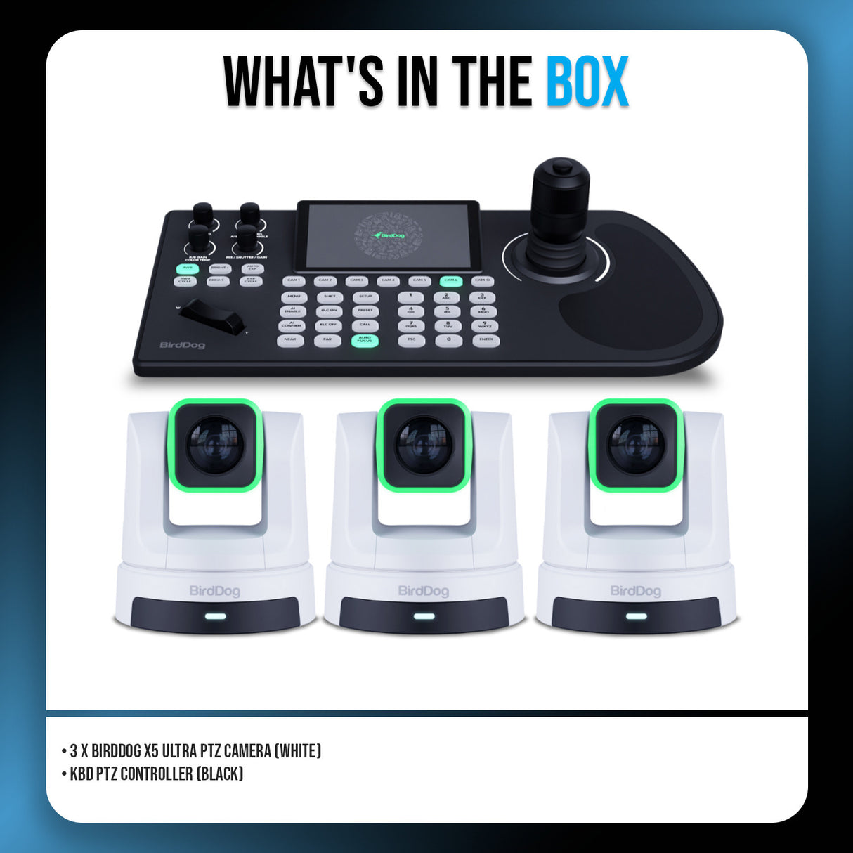 BirdDog X5 Ultra PTZ Camera with Unmatched 4K Performance and AI Tracking (White) (3-Pack) Bundle