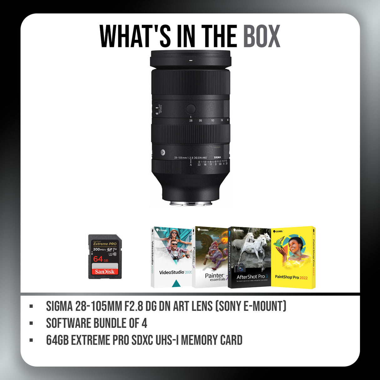 SIGMA 28-105mm F2.8 DG DN Art Lens with Durable Body and High-Speed Autofocus (Sony E-Mount) Bundle