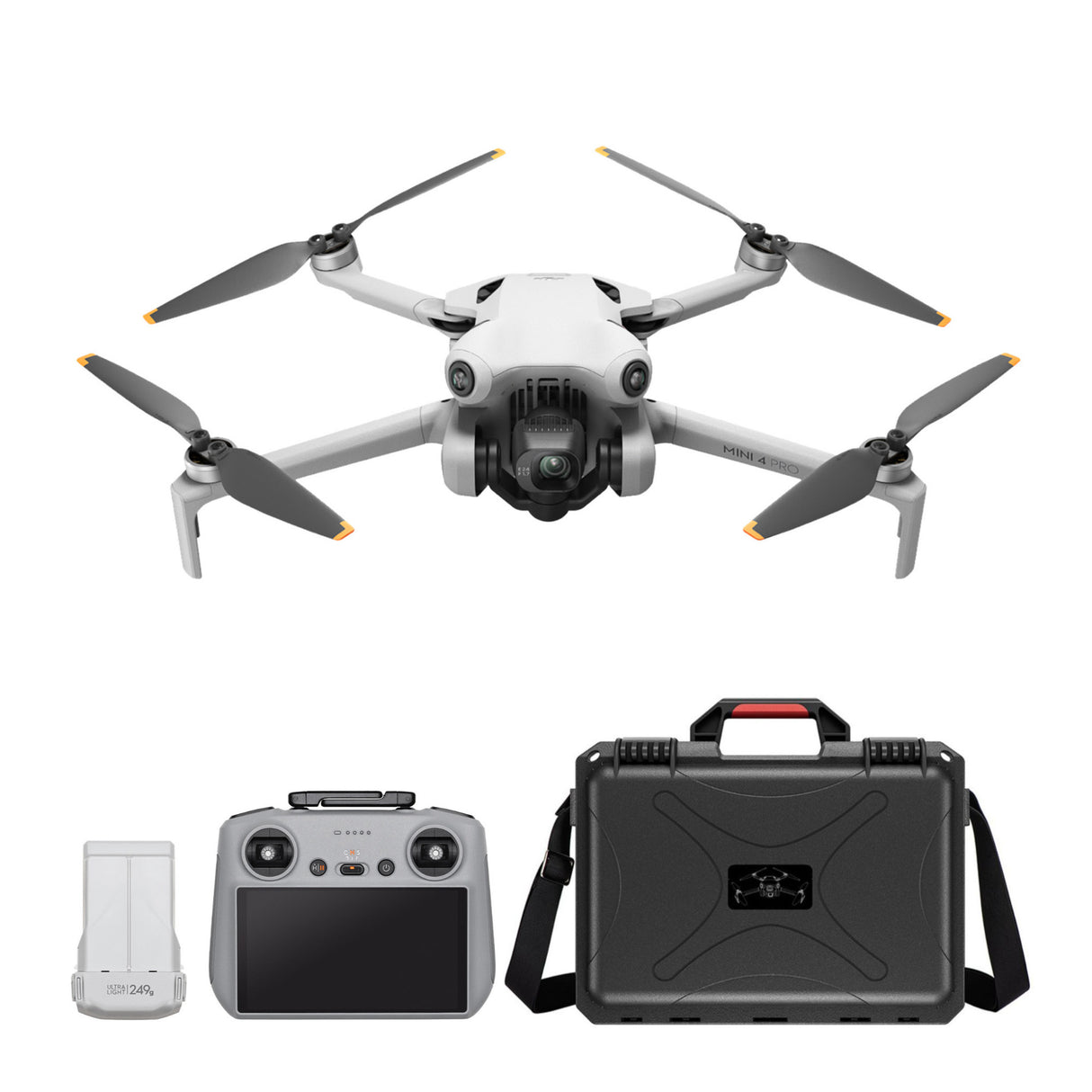 DJI Mini 4 Pro Drone with DJI RC 2 and Weatherproof Hard Case with Customizable Foam Bundle
