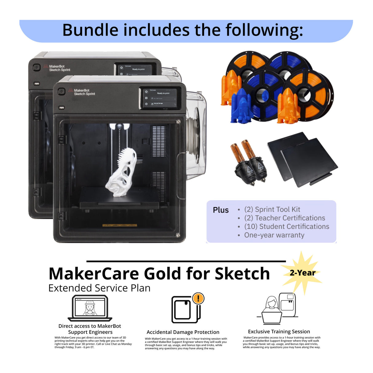 MakerBot Sketch Sprint 3D Classroom Bundle with 2-Year UltiMakerCare