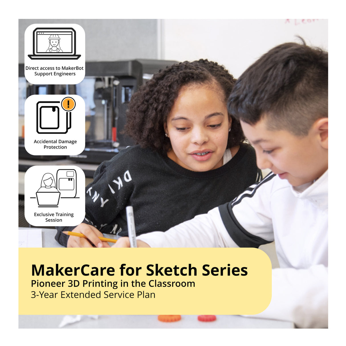 MakerBot Sketch Sprint 3D Classroom Bundle -Two Printers with Two 3-Year UltiMakerCare Plans