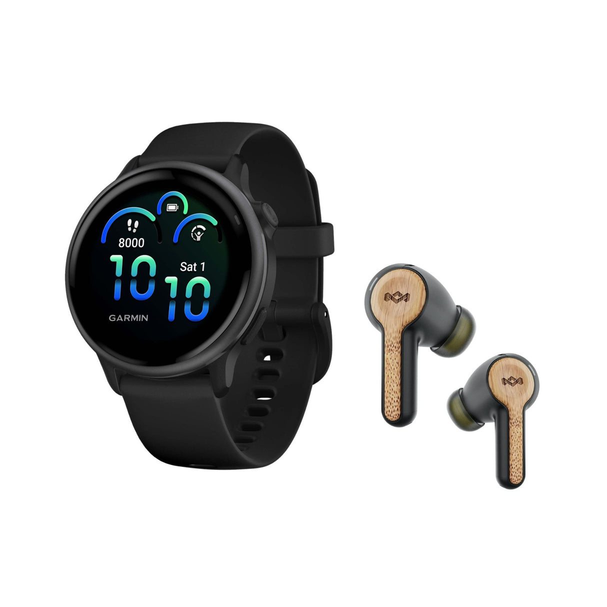 Garmin vivoactive 6 GPS Smartwatch (Slate with Black Band) Bundle with Wireless Earbuds