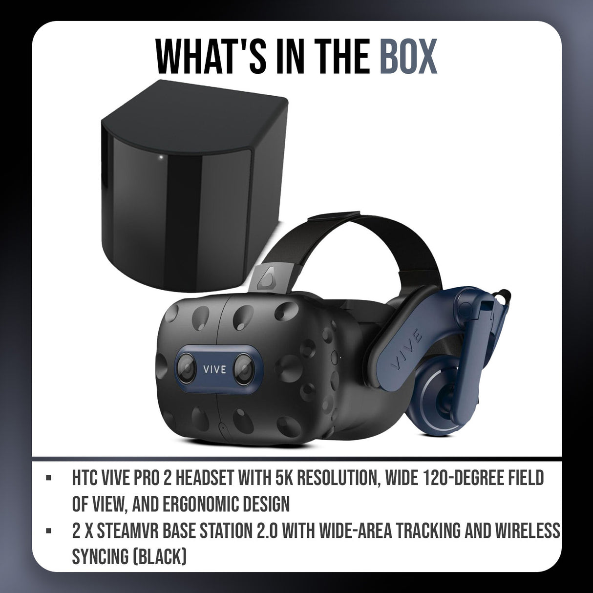 HTC VIVE Pro 2 Headset with 5K Resolution and SteamVR Base Station 2.0 (Black, 2-Pack) Bundle