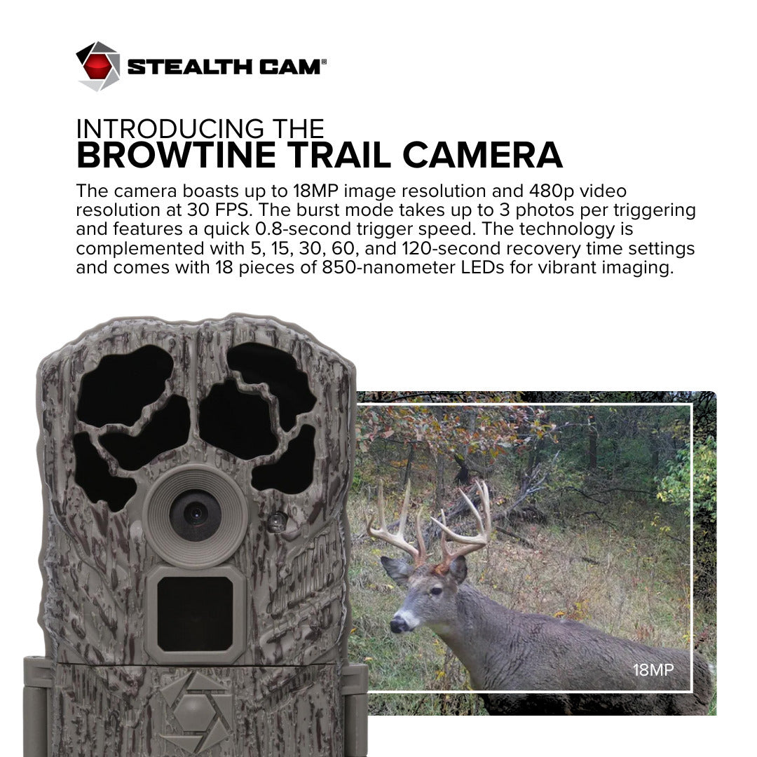 Stealth Cam Browtine 18MP Digital Trail Camera Combo with SD Card Reader (2 Pack)