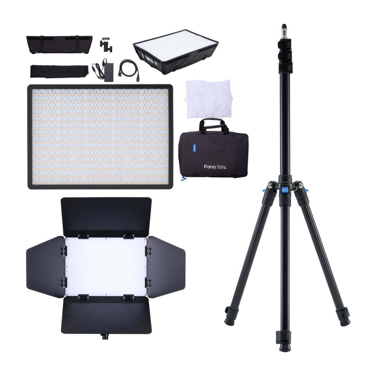 amaran Pano 120c 120W RGBWW Full Color Panel Charcoal Light Creator Kit Bundle