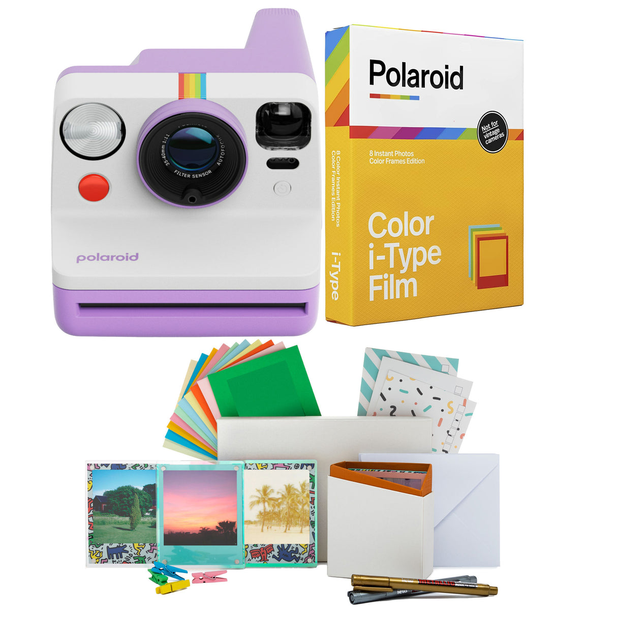 Polaroid Now Generation 3 Purple Analog Instant Camera with Tripod Mount Bundle