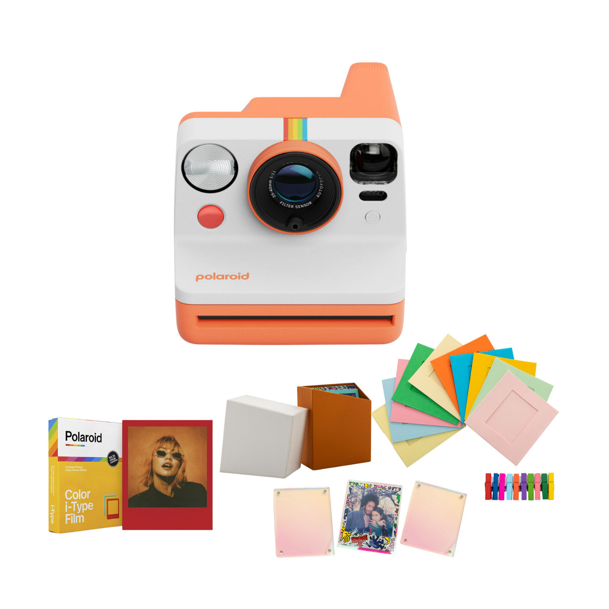 Polaroid Now Generation 3 Coral Analog Instant Camera with Color Film Bundle