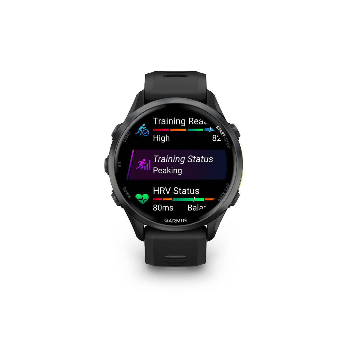 Garmin Forerunner 970 Carbon Gray DLC Titanium, Black Case and Black/Translucent Whitestone Band