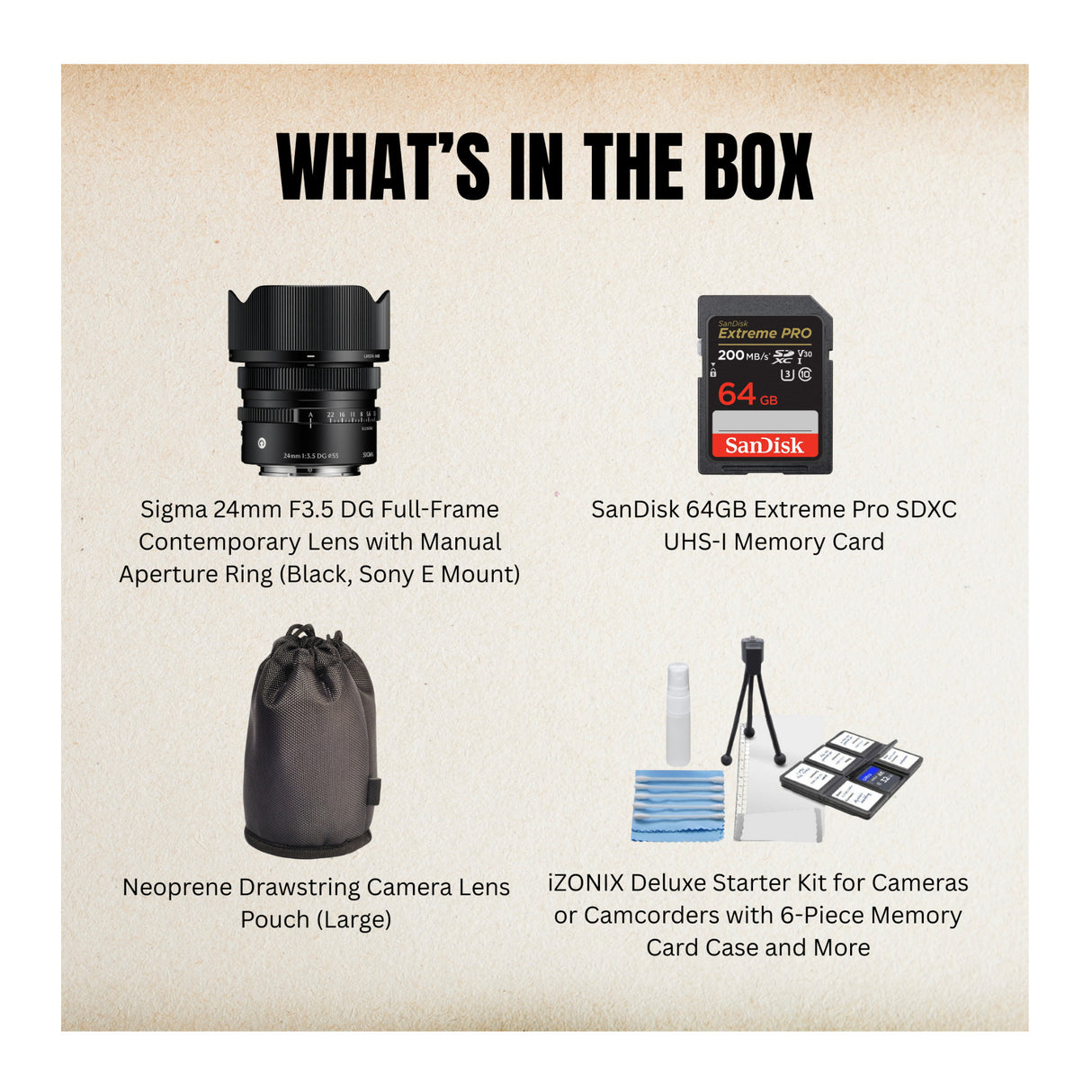 Sigma 24mm F3.5 DG Black Contemporary Lens for Sony E Mount and Accessories