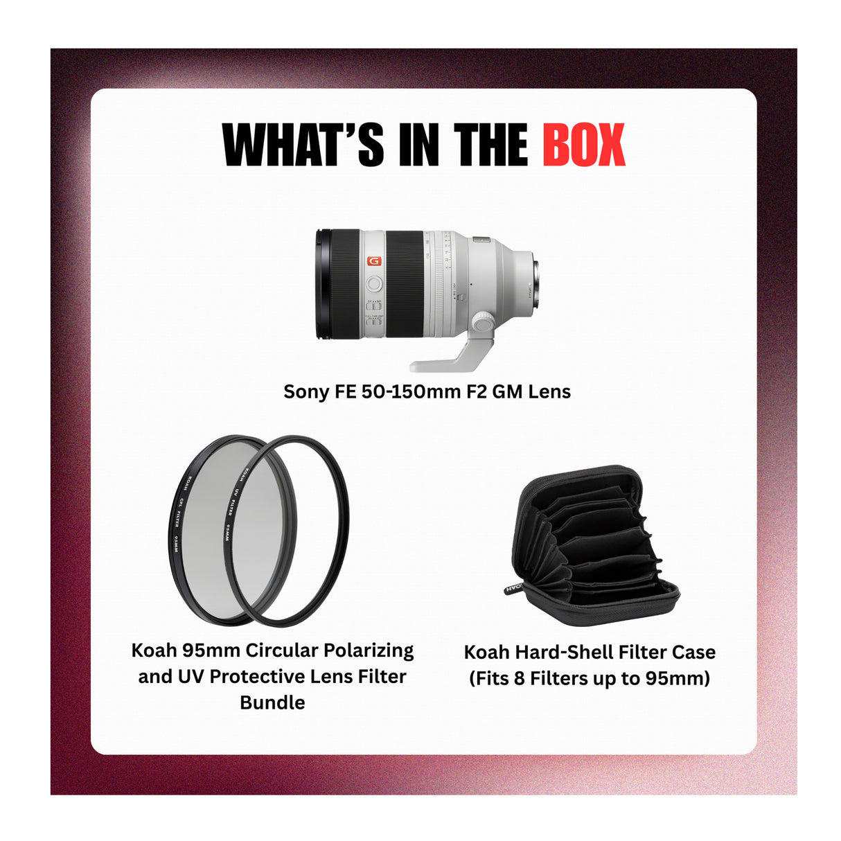 Sony FE 50-150mm F2 GM Lens Bundle with Lens Filters and Filter Case (3 Items)