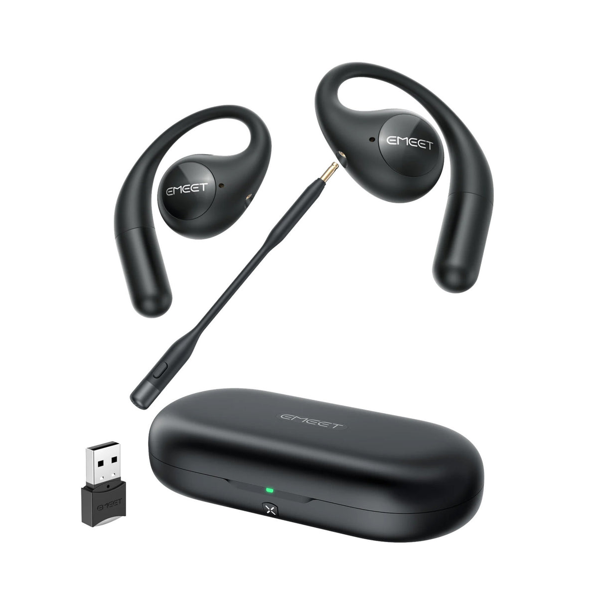 eMeet AirFlow Open-Ear Headphones with Detachable Mic Boom