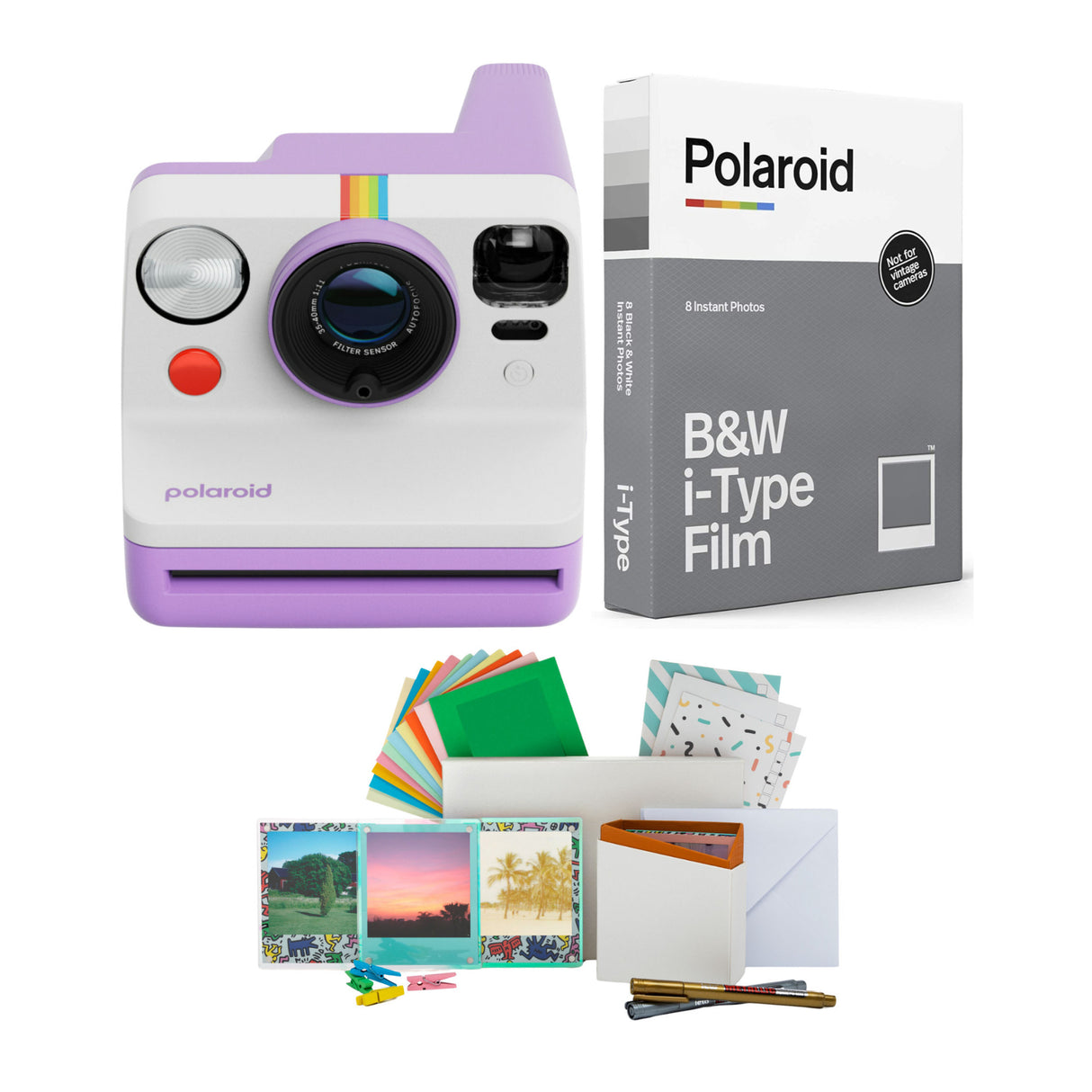Polaroid Now Generation 3 Purple Analog Instant Camera with Tripod Mount Bundle