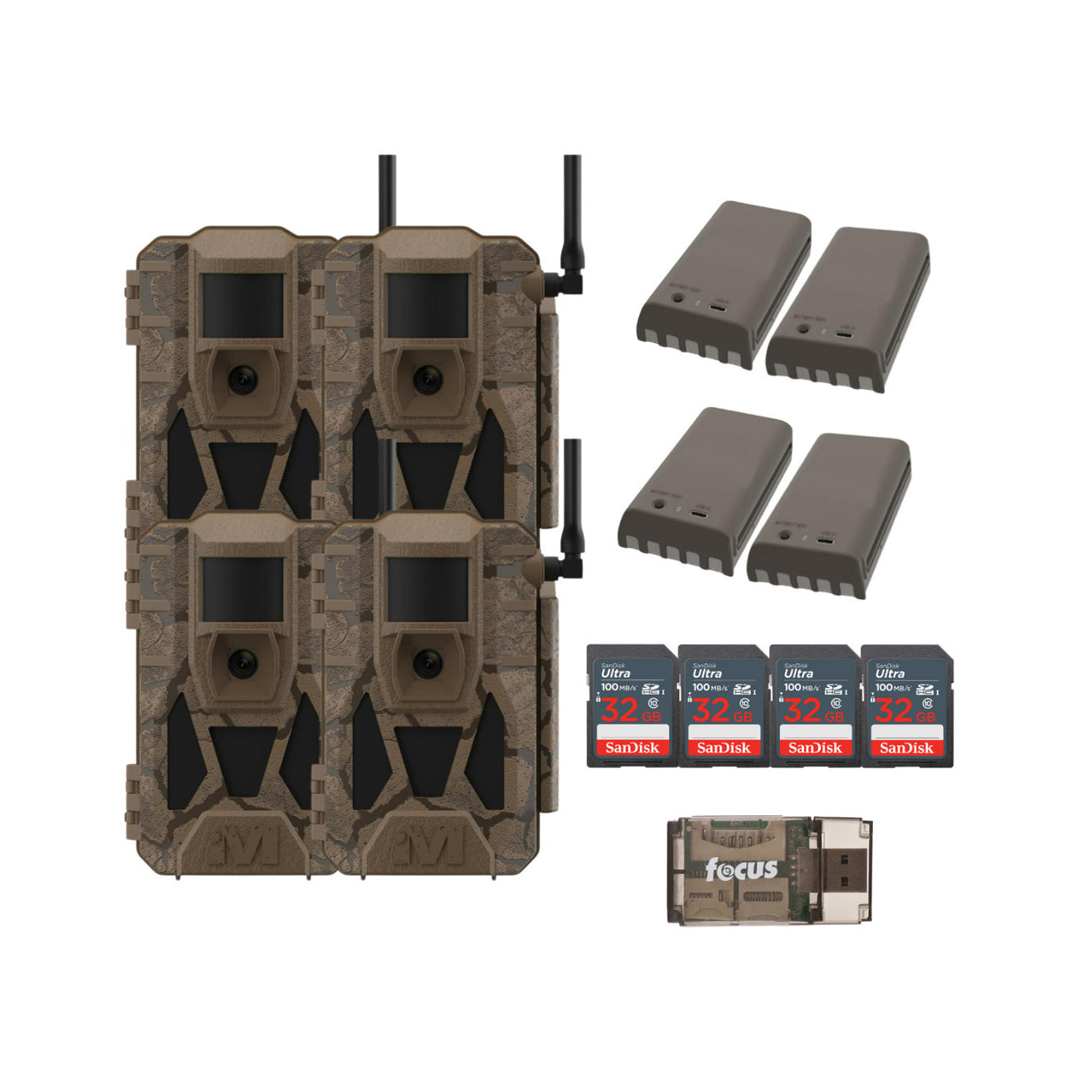 Muddy Matrix 2.0 Power Pack 36MP Trail Camera with 32 GB Memory Card and Card Reader (4 Pack)