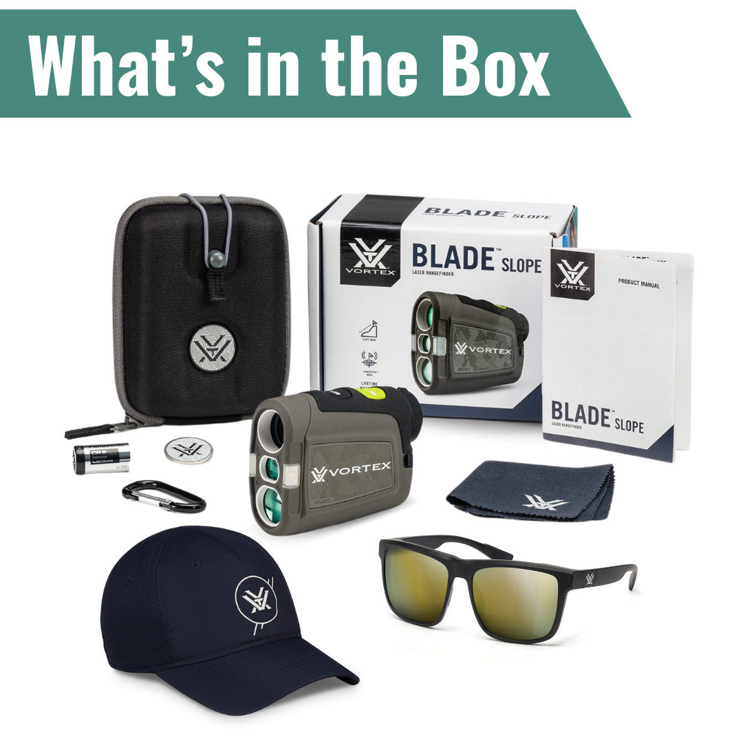 Vortex Blade Slope Golf Laser Rangefinder, Banshee UV Polarized Sunglasses & Cap