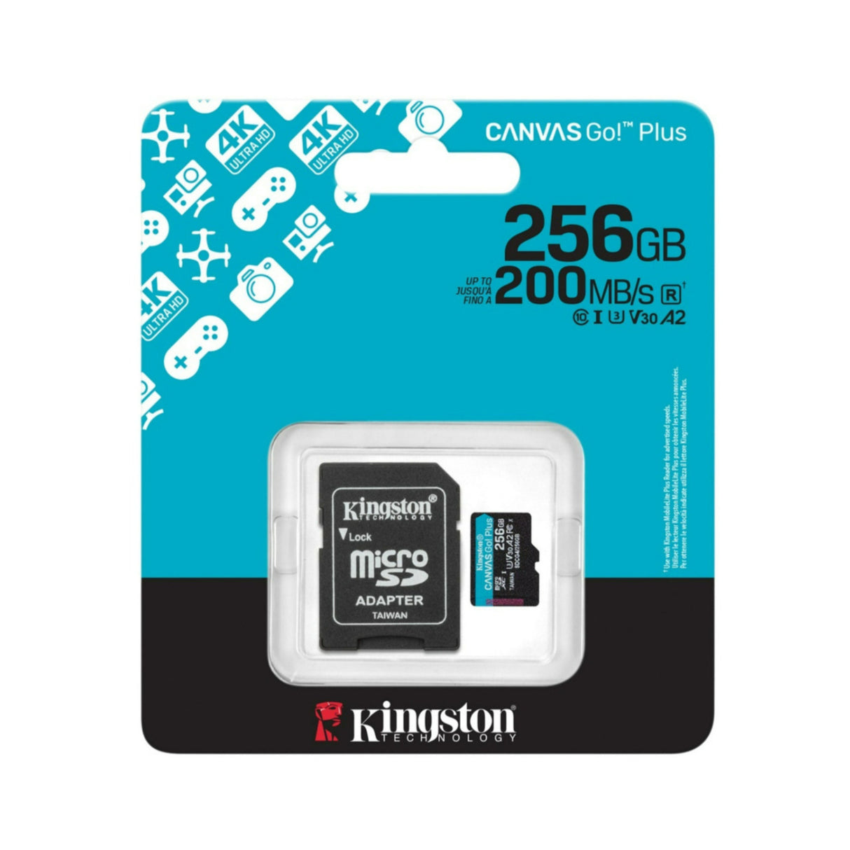 Kingston Canvas Go Plus 256GB U3 V30 A2 MicroSD Card with SD Adapter (3-Pack)