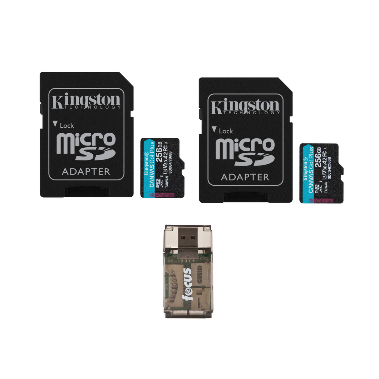 Kingston Canvas Go Plus 256GB U3 V30 A2 MicroSD Card with SD Adapter (2-Pack)