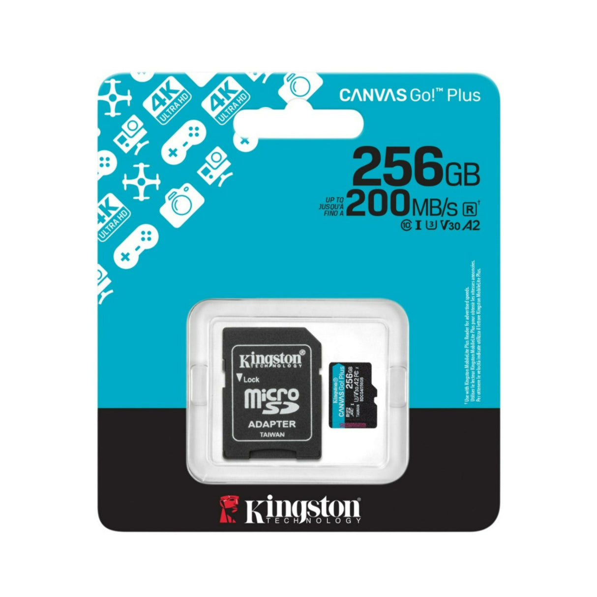 Kingston Canvas Go Plus 256GB U3 V30 A2 MicroSD Card with SD Adapter (2-Pack)