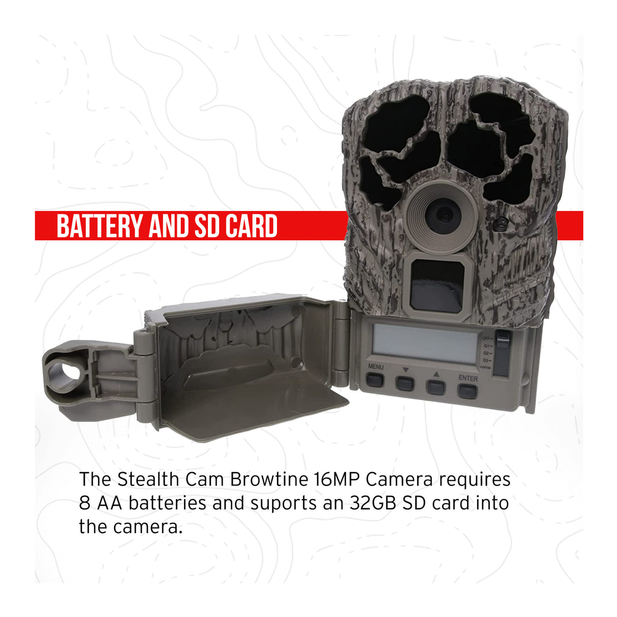 Stealth Cam Browtine 16MP Trail Camera with 32GB Memory Card and Card Reader