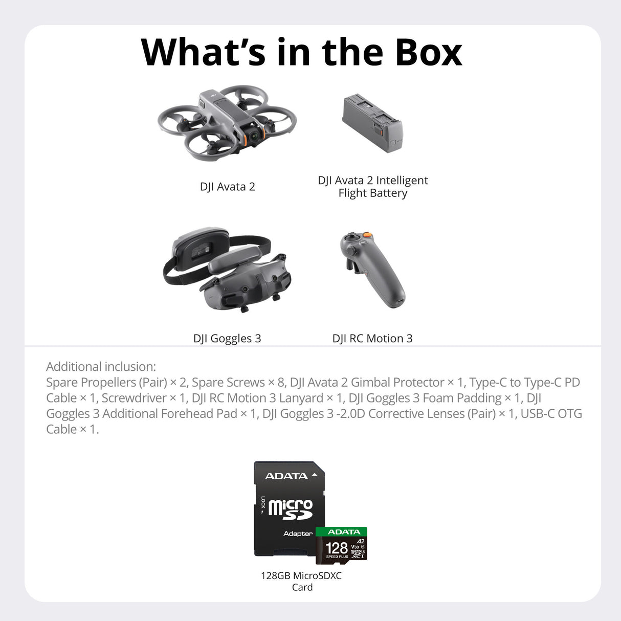 DJI Avata 2 Fly More Combo (Single Battery) with 128GB MicroSDXC Memory Card Bundle