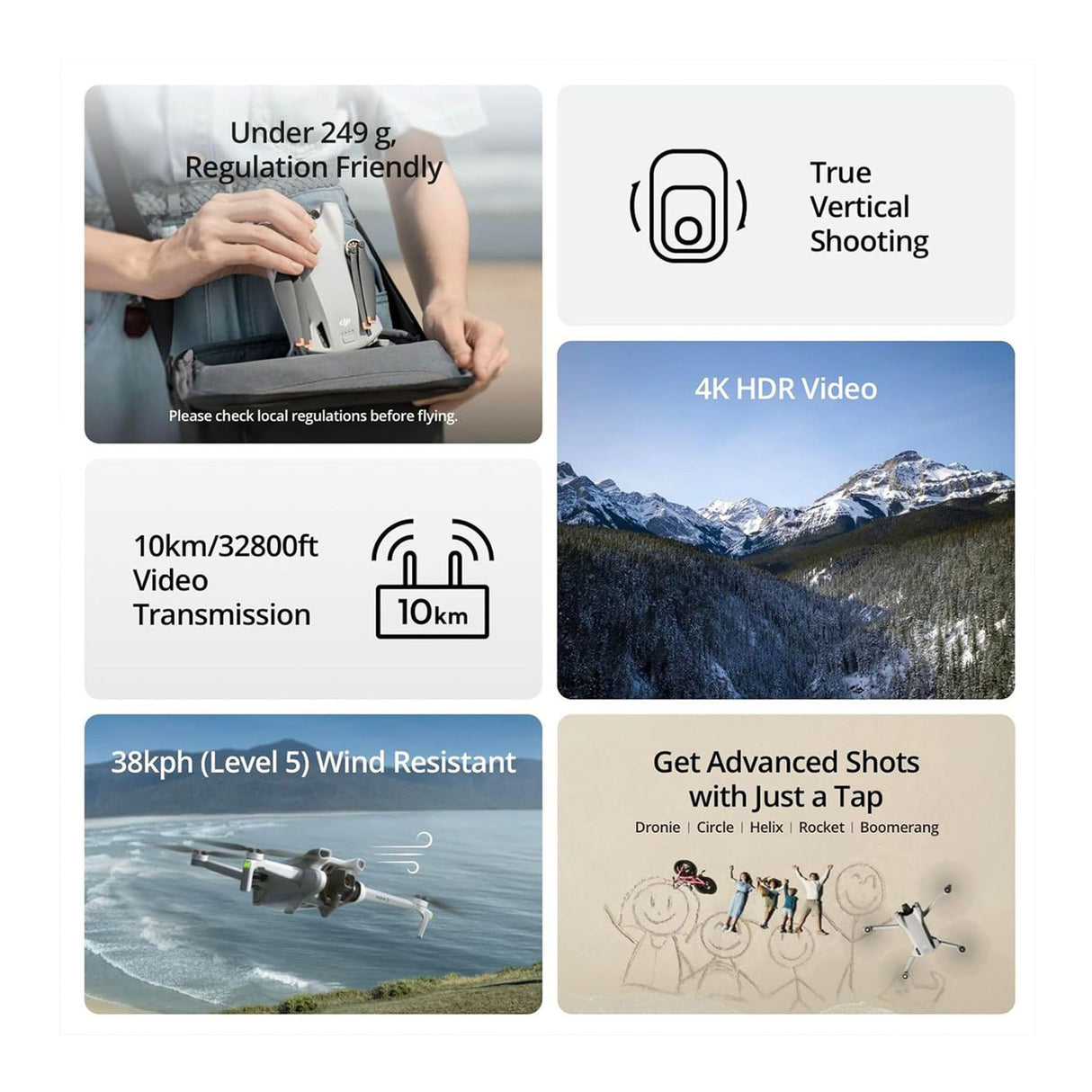 DJI Mini 3 Camera Drone with DJI RC Remote Controller (Fly More Combo) with Waterproof Hard Case bundle