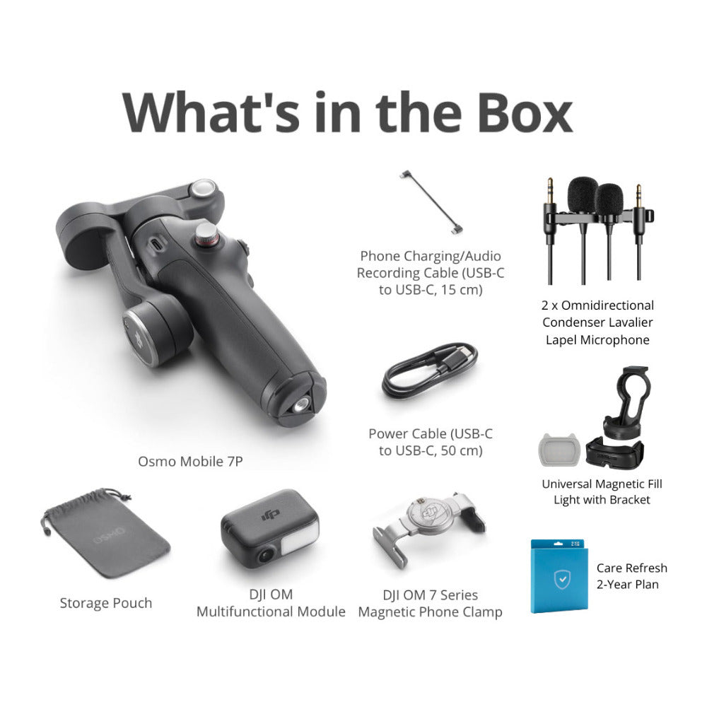 DJI Osmo Mobile 7P Gimbal with 7th Gen Stabilization Bundle