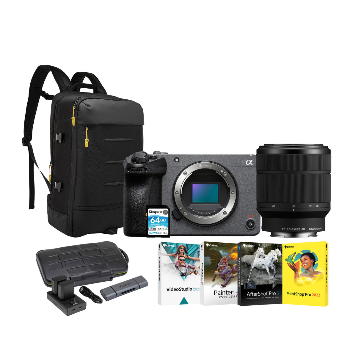 Sony FX30 Digital Cinema Camera with 28-70mm f/3.5-5.6 Lens Bundle (7 Items)