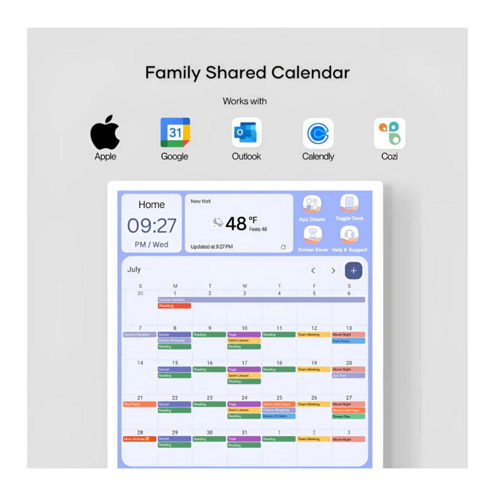 Cozyla Calendar Plus Gen2 32-Inch UHD4K Family Calendar (White) Bundle