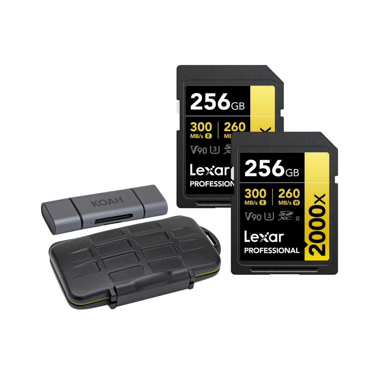 Lexar Professional 256GB 2000x UHS-II SDXC Memory Card Bundle (2-Pack)