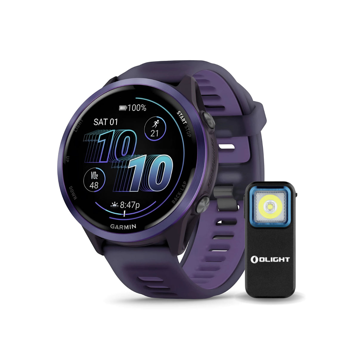 Garmin Forerunner 570 - 47mm Indigo Aluminum Bundle with Clip-On Flashlight