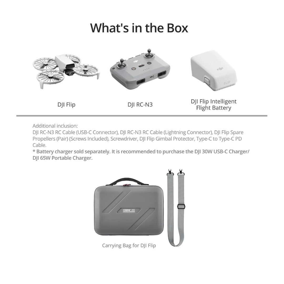 DJI Flip Lightweight and Foldable 4K HDR Camera Drone with Gray Carrying Bag