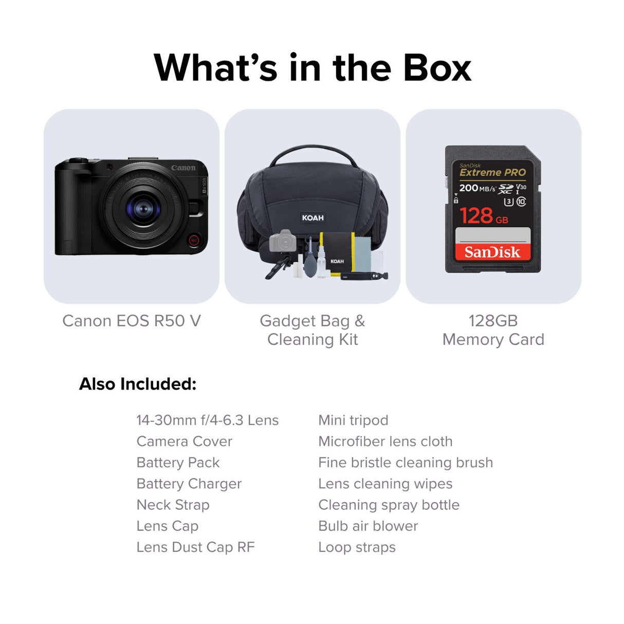 Canon EOS R50 V Mirrorless Camera with 14-30mm f/4-6.3 Lens Bundle