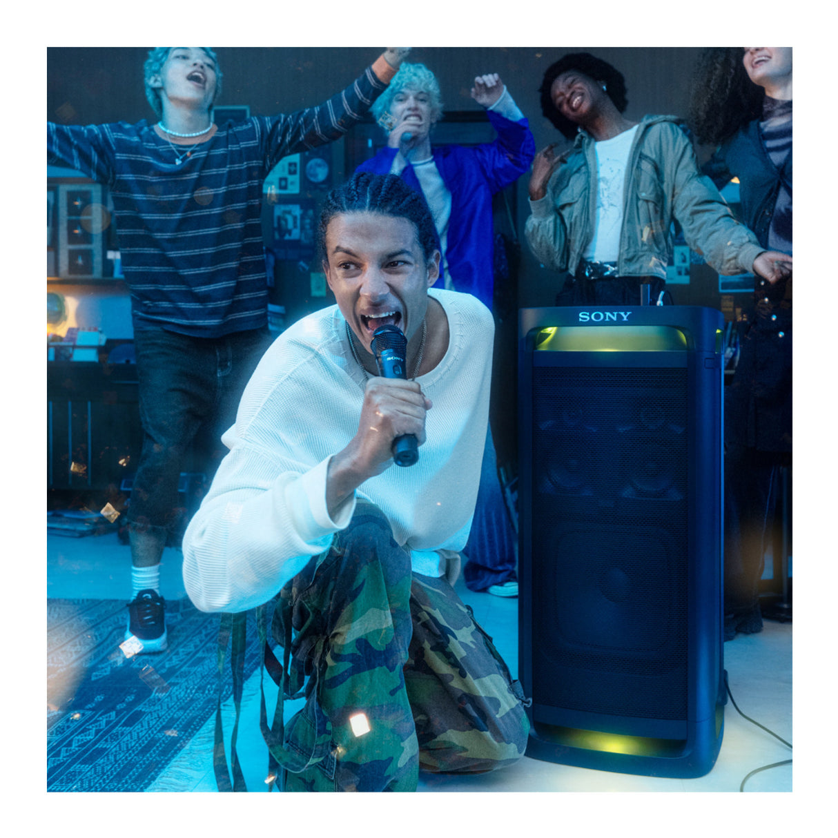 Sony ULT Tower 9AC Speaker (Black) Bundle with Wireless Microphones (2-Pack)