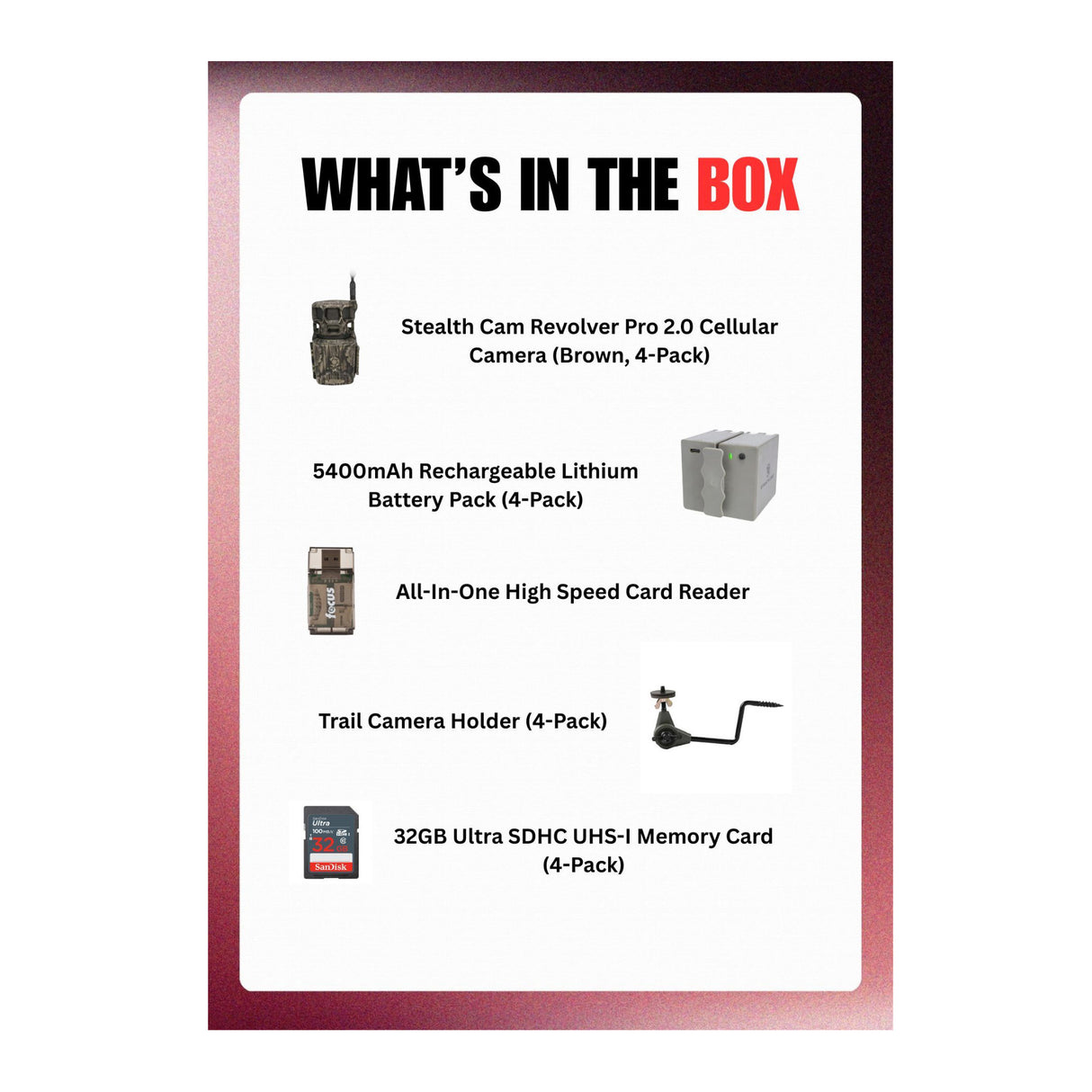 Stealth Cam Revolver Pro 2.0 360 Degree 40MP Brown Trail Cam Bundle