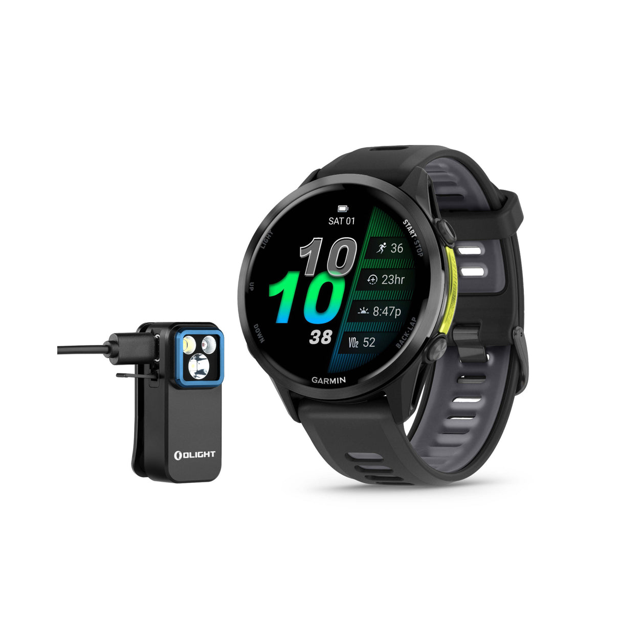 Garmin Forerunner 570 42mm Gray with Black Band and Oclip Clip-On White Bundle