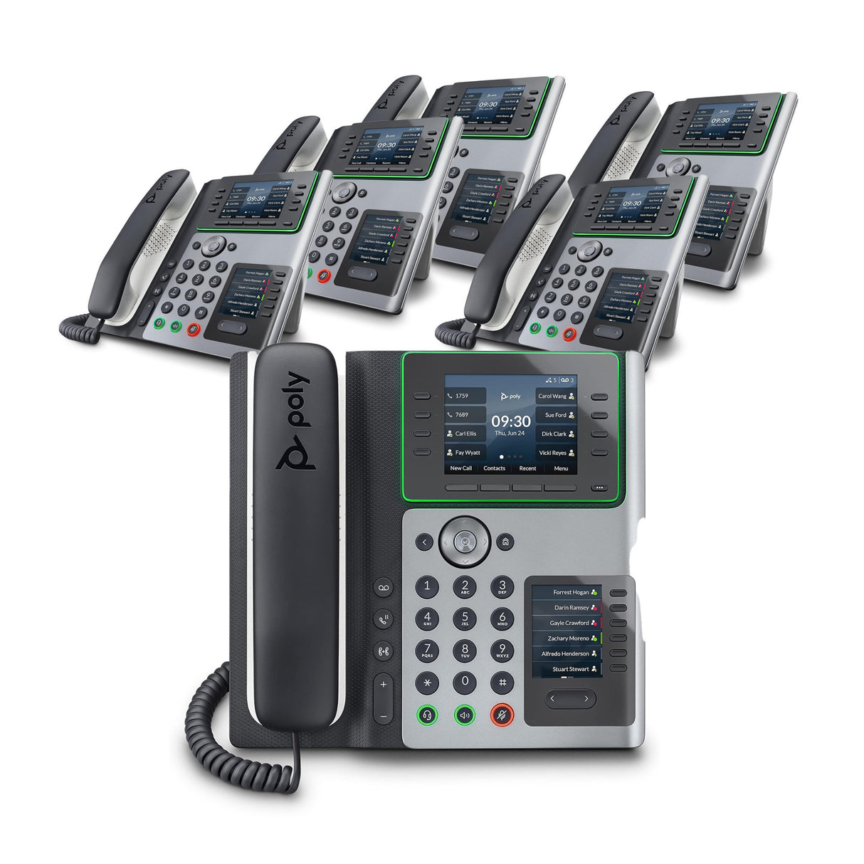 Poly Edge E450 IP Desk Phone with Wi-Fi Bluetooth and 8-Line Keys (6 Pack)