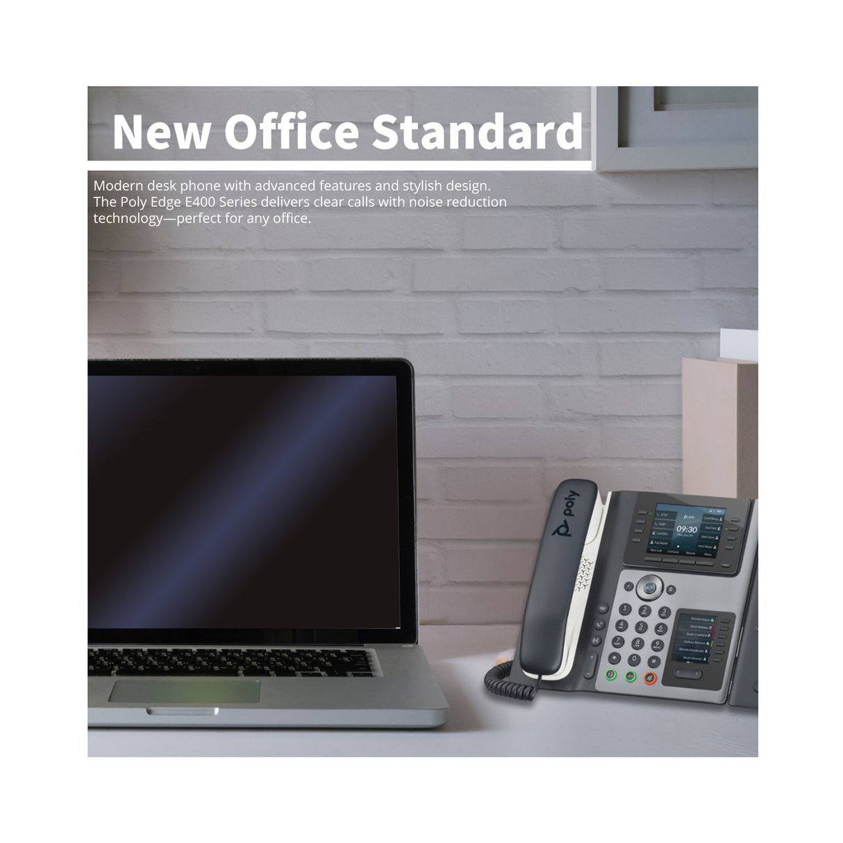 Poly Edge E450 IP Desk Phone with Wi-Fi Bluetooth and 8-Line Keys (6 Pack)