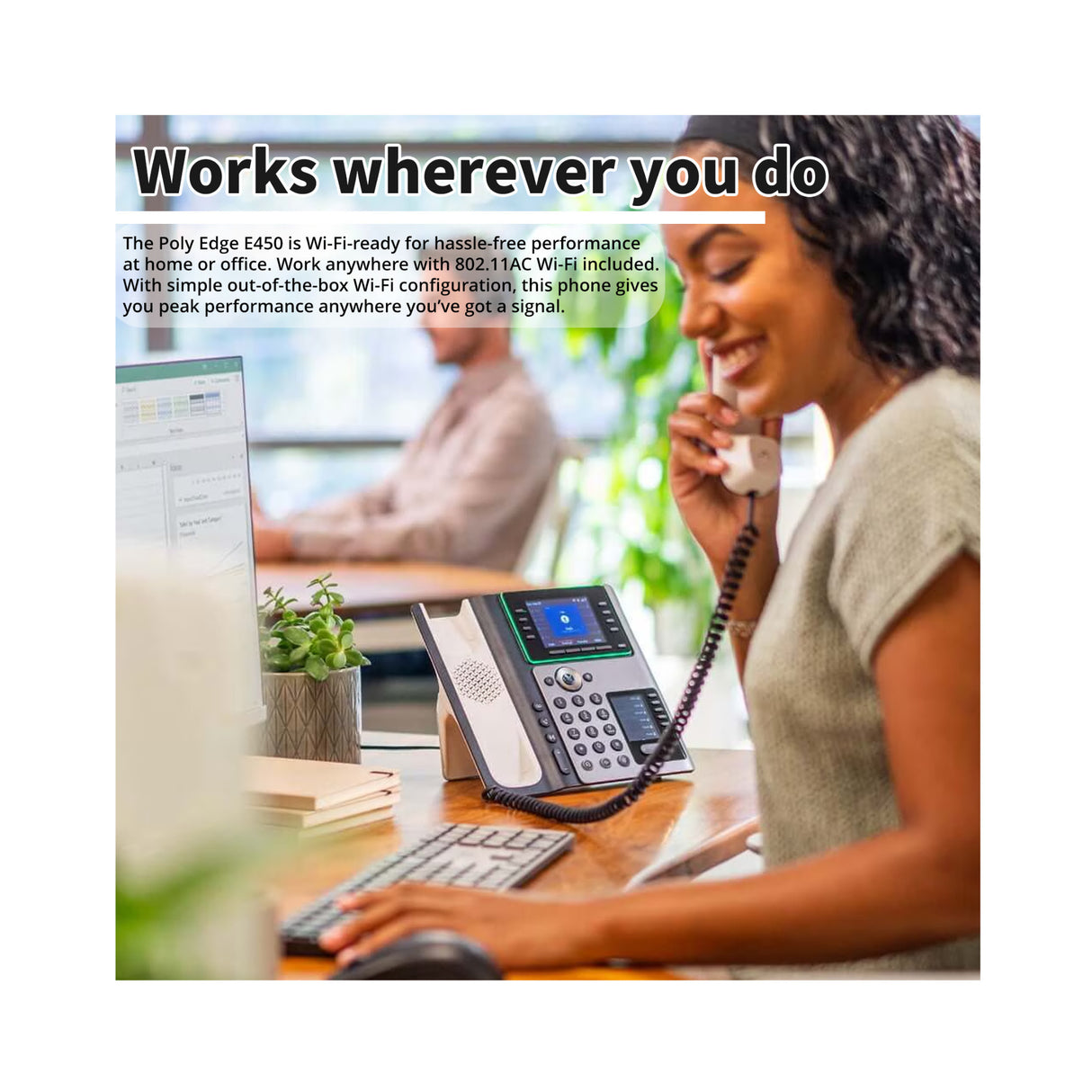 Poly Edge E450 IP Desk Phone with Wi-Fi Bluetooth and 8-Line Keys (6 Pack)